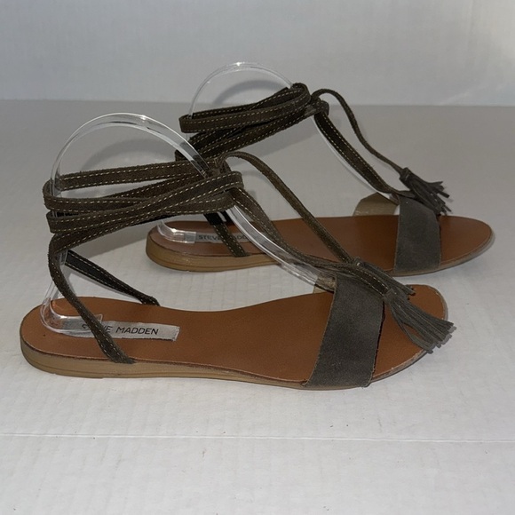 Steve Madden Suede Ankle Wrap Sandals - Picture 4 of 7